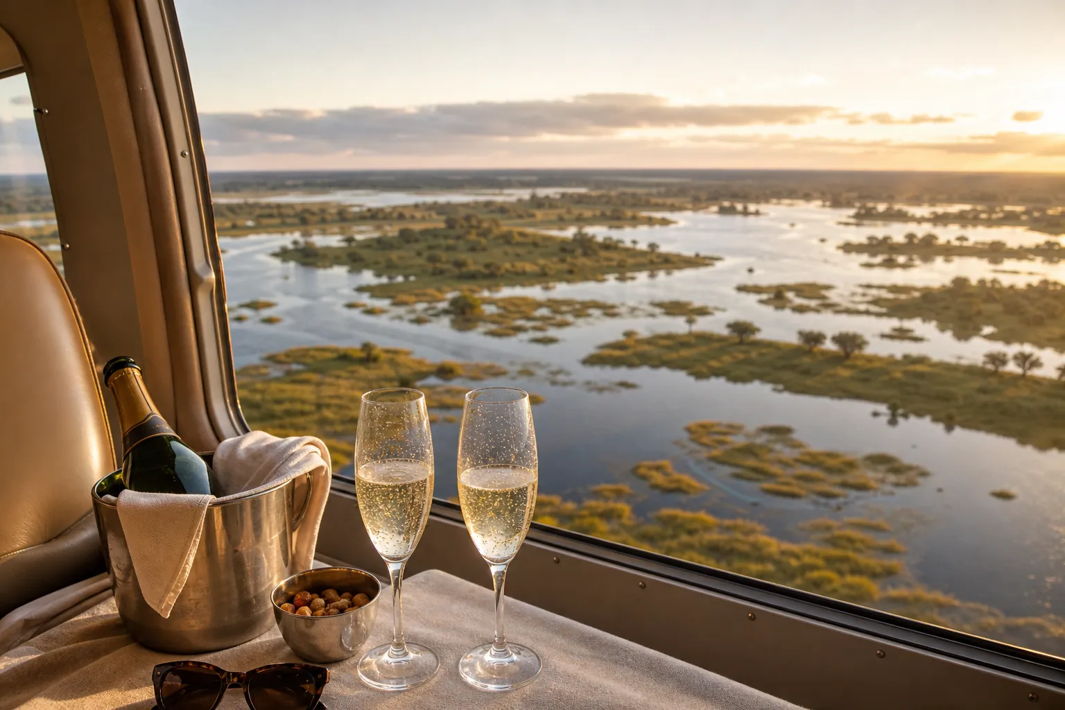 Romantic Okavango Delta scenic flight detail